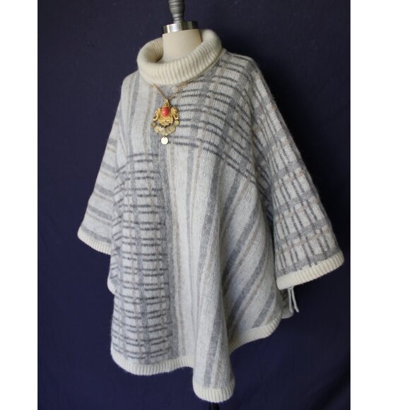 ICEWARE Vintage wool ponco cape jacket shawl aztec Fair Isles Icelandic Nordic - Picture 3 of 10